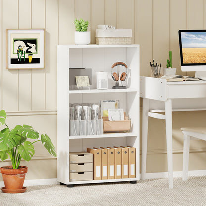 3-Tier Bookcase 42 inch Tall Book Shelf with Anti-Tipping Kit-White