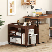 3-Tier Side End Table with Universal Wheels-Walnut