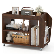 3-Tier Side End Table with Universal Wheels-Walnut