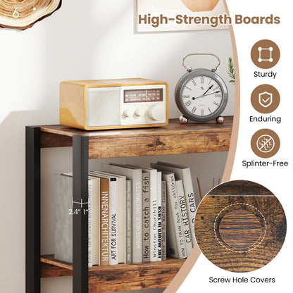 3 Tier Bookshelf Wooden Bookcase with Dual Anti-Tipping Kits