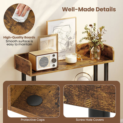 3-Tier Bookshelf with Anti-Tipping Kit and Industrial Storage Unit for Living Room-Rustic Brown