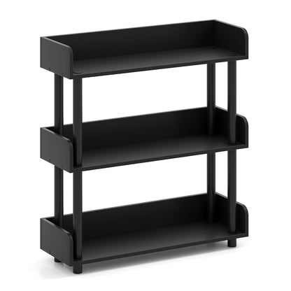 3-Tier Bookshelf with Anti-Tipping Kit and Industrial Storage Unit for Living Room-Black
