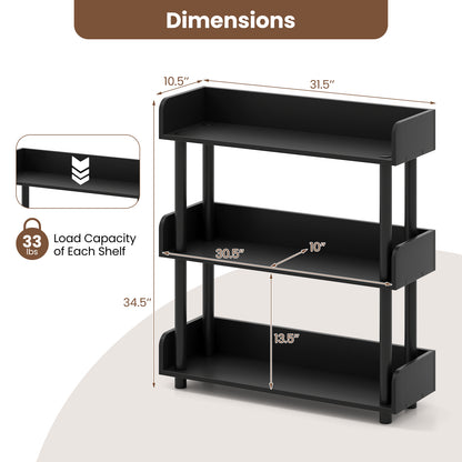 3-Tier Bookshelf with Anti-Tipping Kit and Industrial Storage Unit for Living Room-Black