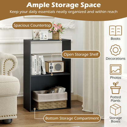 3-Tier Bookshelf with Open Storage Compartments