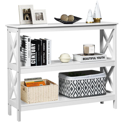3-Tier Console X-Design Sofa Side Accent Table-White