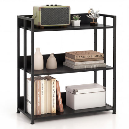 3-Tier Corner Bookshelf with Adjustable Shelves - Black