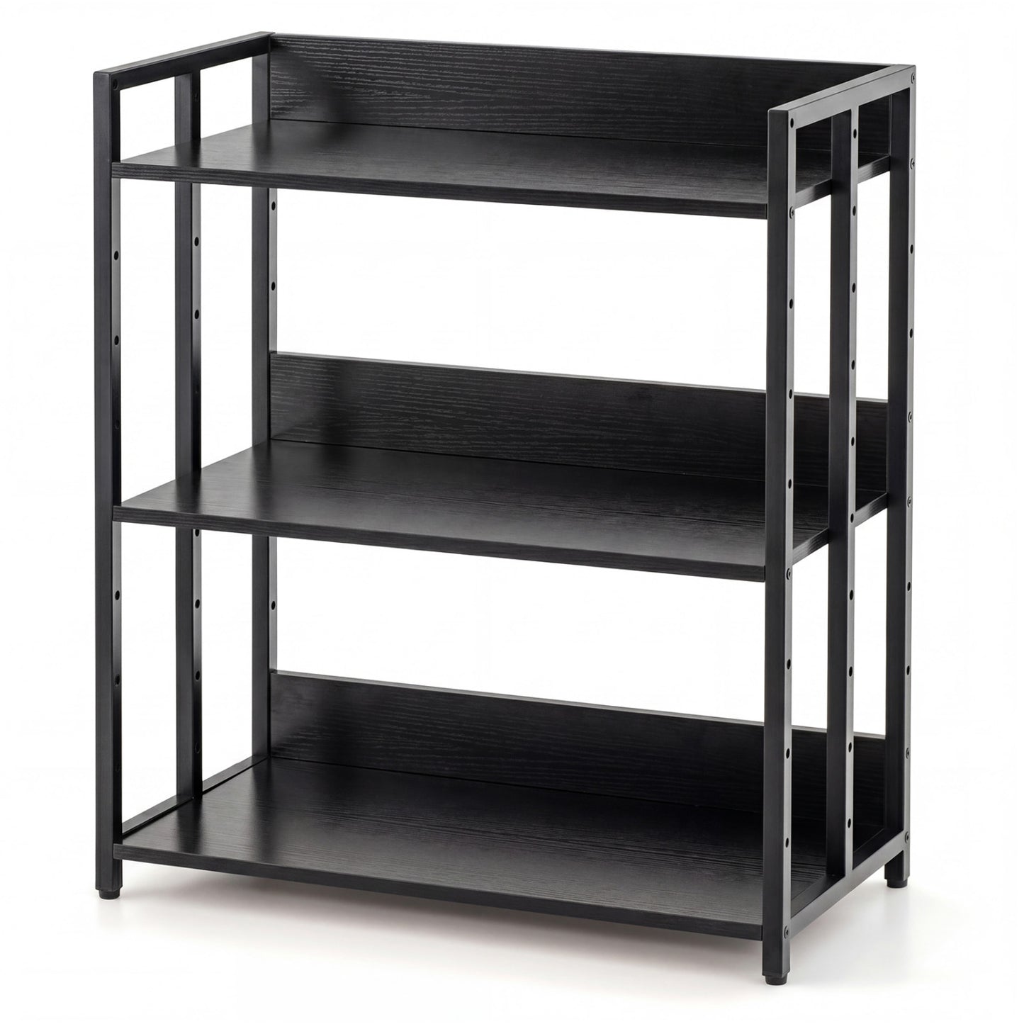 3-Tier Corner Bookshelf with Adjustable Shelves - Black