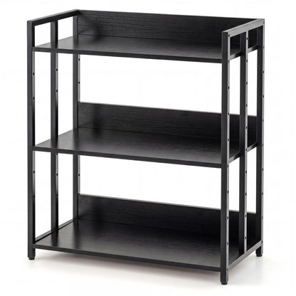 3-Tier Corner Bookshelf with Adjustable Shelves - Black