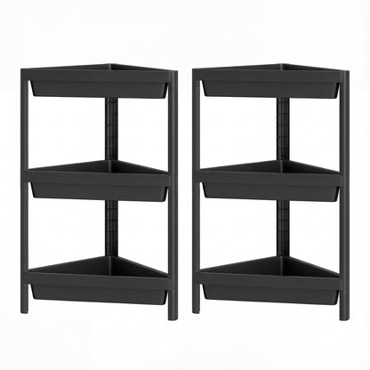 3-Tier Corner Shower Caddy 2-Pack with Detachable Design-Black