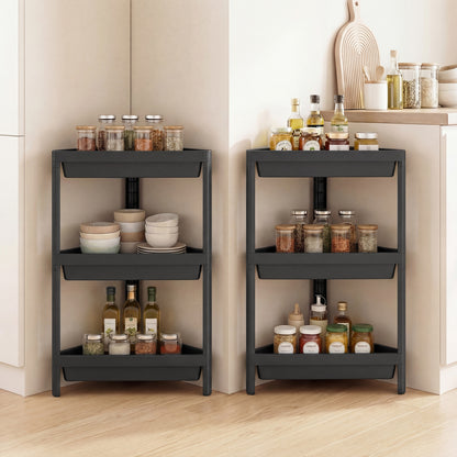 3-Tier Corner Shower Caddy 2-Pack with Detachable Design-Black
