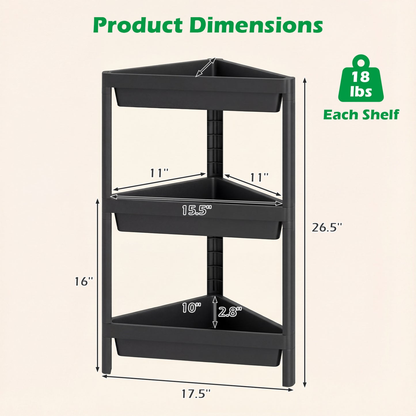 3-Tier Corner Shower Caddy 2-Pack with Detachable Design-Black