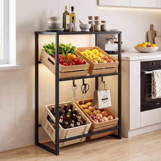 3-Tier Drink Crate Rack with Shelf for Beer and Water for Kitchen and Garage