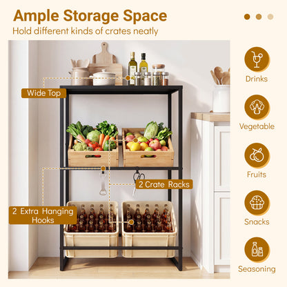 3-Tier Drink Crate Rack with Shelf for Beer and Water for Kitchen and Garage