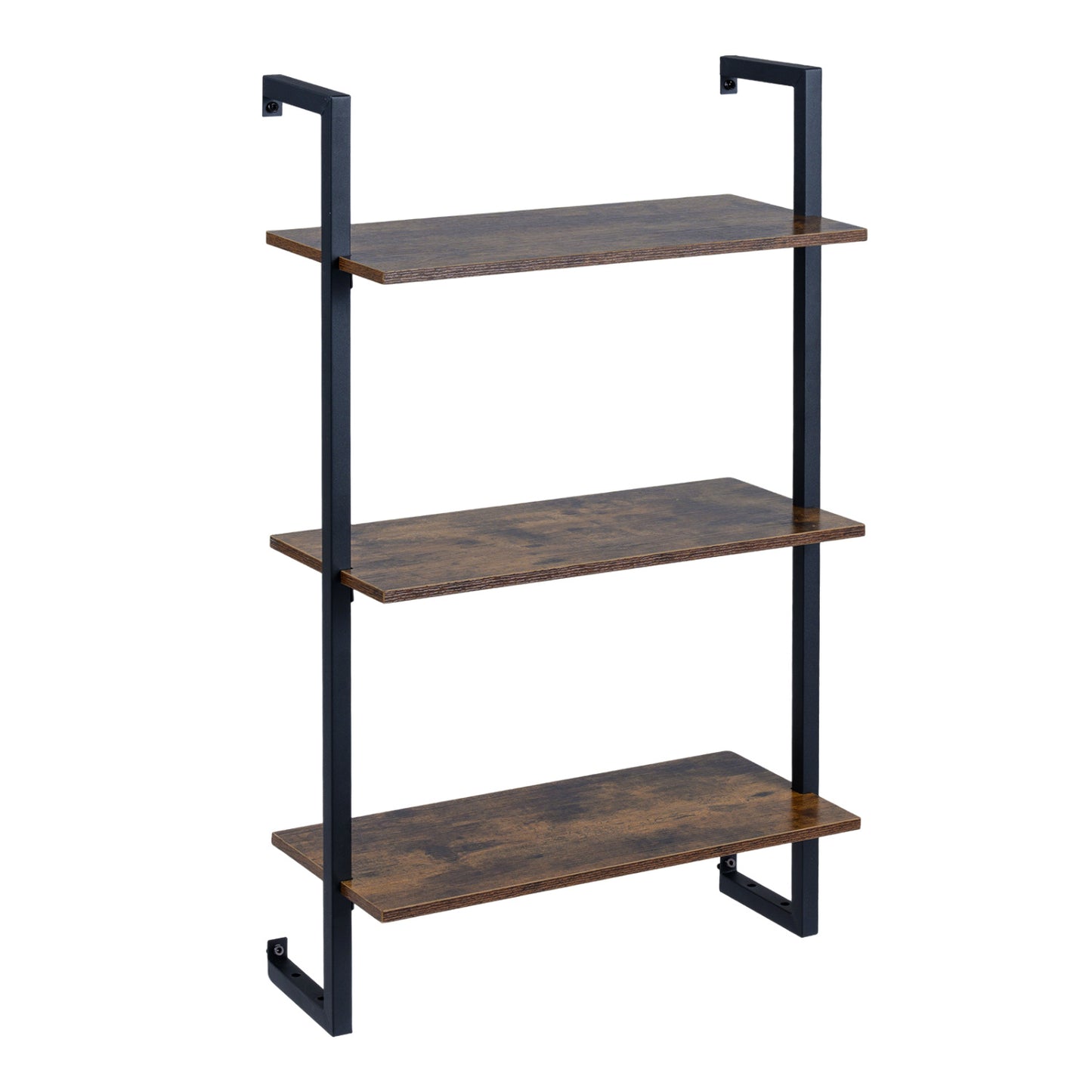 3-Tier Floating Wall Shelf - Rustic Brown