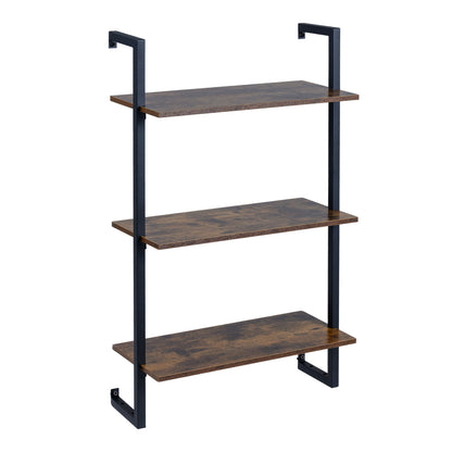 3-Tier Floating Wall Shelf - Rustic Brown
