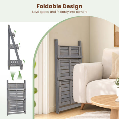 3-Tier Foldable Plant Stand with Slatted Shelves