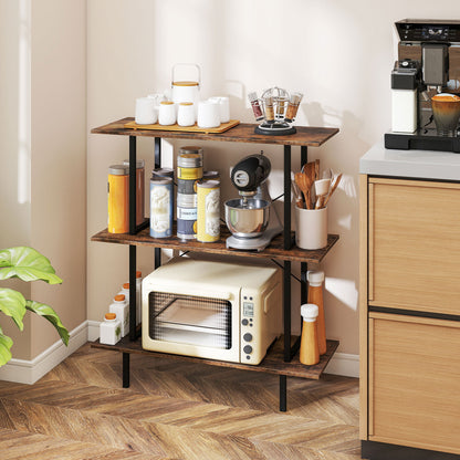 3-Tier Bookshelf with Metal Frame and Open Shelves