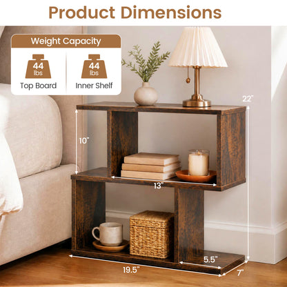 3-Tier Geometric Bookshelf Set of 2 - S-Shape Display Shelf