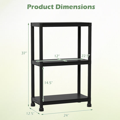 3-Tier Heavy-Duty Plastic Storage Shelves Freestanding Garage Shelving Unit