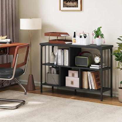 3-Tier Horizontal Cubby Bookshelf with Open Shelves