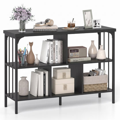 3-Tier Horizontal Cubby Bookshelf with Open Shelves