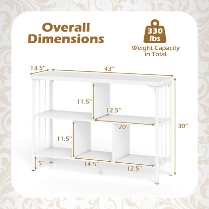 3-Tier Horizontal Cubby Bookshelf with Open Shelves