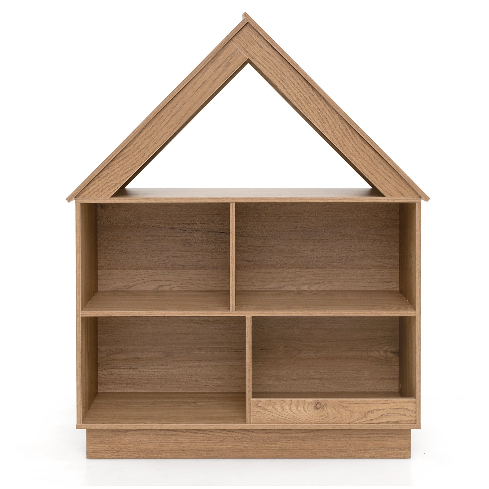 3-Tier House-Shaped Toy Storage Organizer with Open Shelves-Natural - Natural