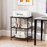 3-Tier Kitchen Serving Cart Utility Standing Microwave Rack with Hooks-Black