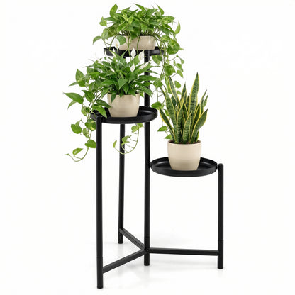 3-Tier Metal Plant Stand Indoor Outdoor Tall Corner Flower Pot Holder Display Rack