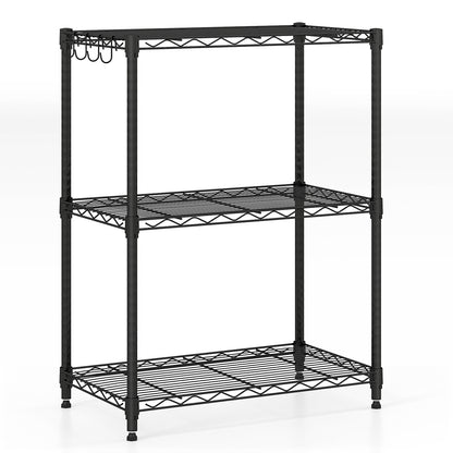 3-Tier Metal Storage Shelving Unit with V-Shaped Wire Rack and 450 LBS Capacity-Black