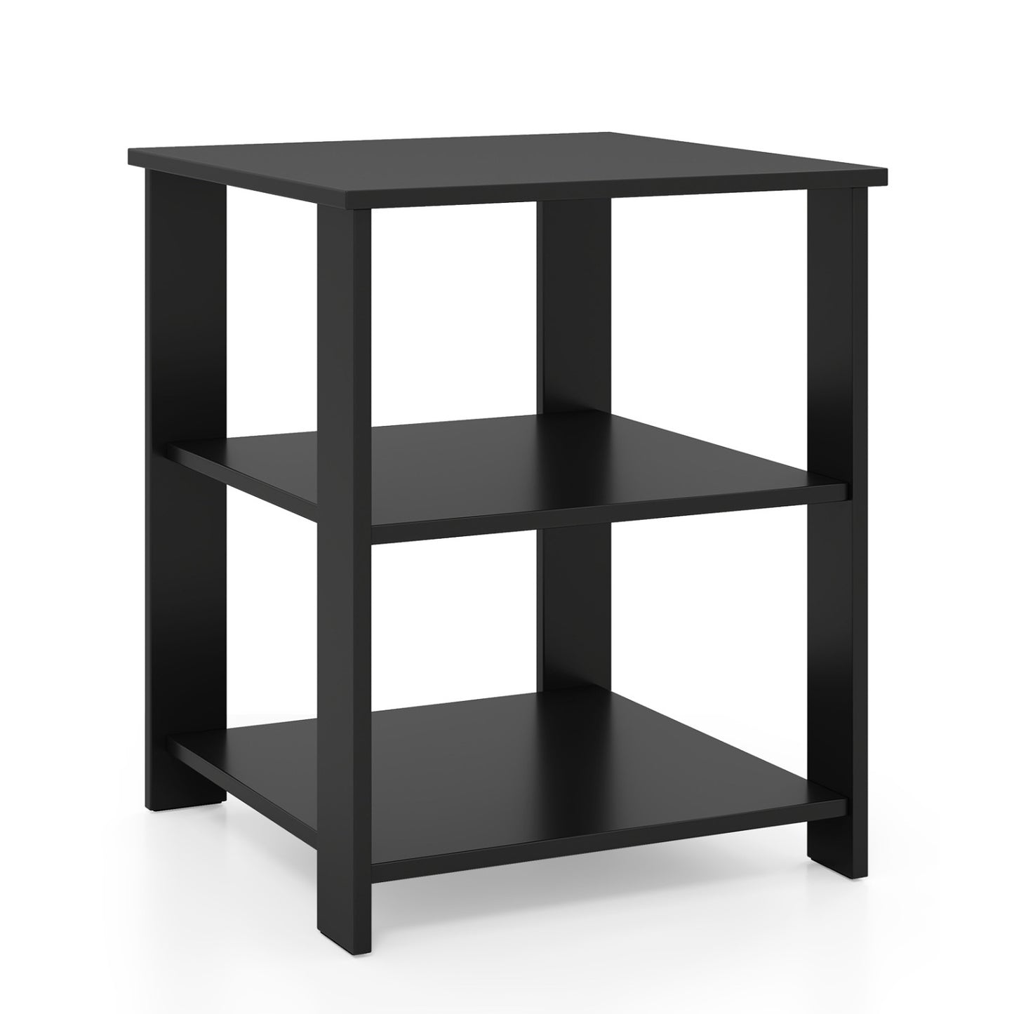 3-Tier Square Side Table with Open Storage Shelves