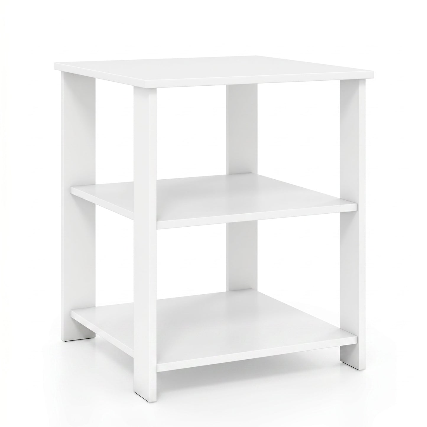 3-Tier Square Side Table with Open Storage Shelves