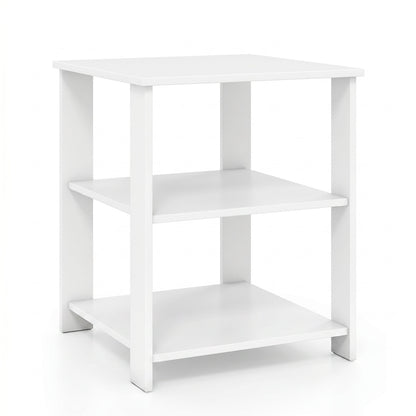 3-Tier Square Side Table with Open Storage Shelves