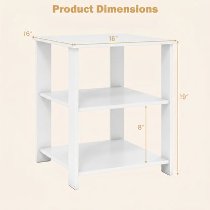 3-Tier Square Side Table with Open Storage Shelves Set of 2