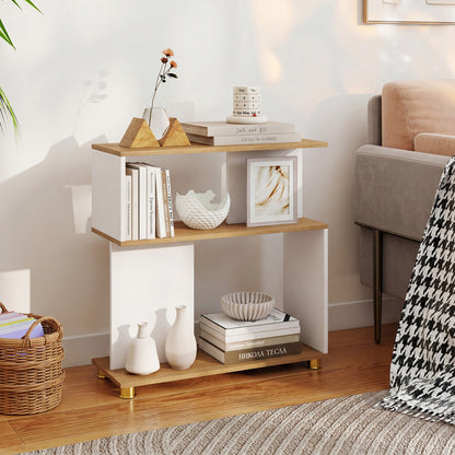 3-Tier S-Shaped Bookshelf with Adjustable Feet