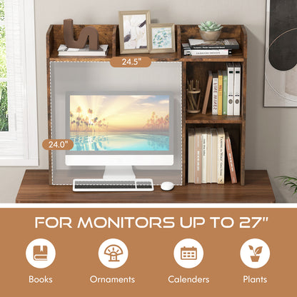 3-Tier Multipurpose Desk Bookshelf with 4 Shelves
