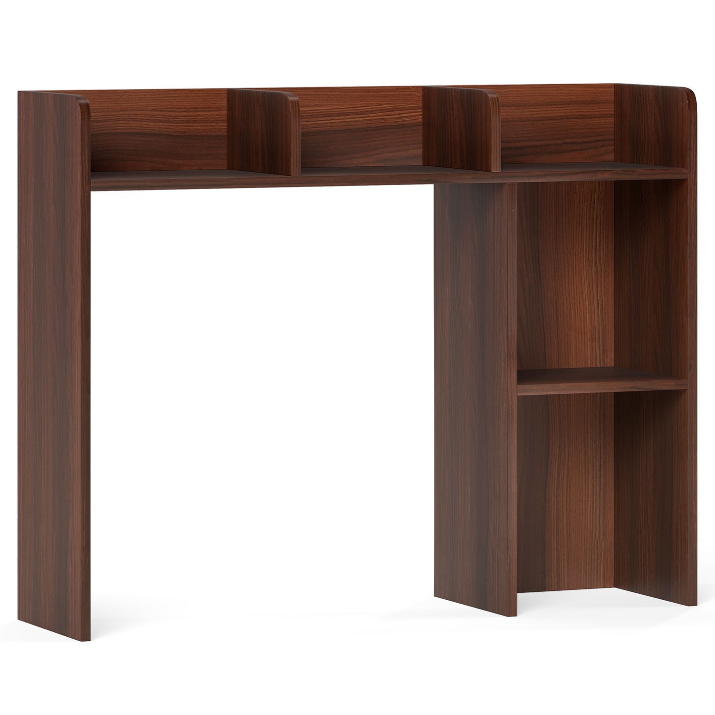 3-Tier Multipurpose Desk Bookshelf with 4 Shelves-Black - Walnut