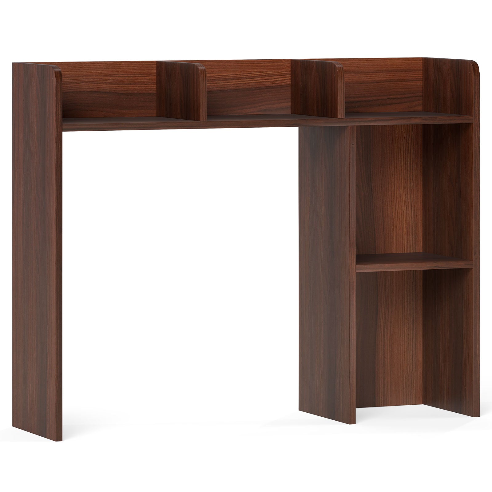 3-Tier Multipurpose Desk Bookshelf with 4 Shelves-Black - Walnut