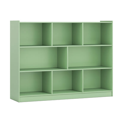3-Tier Open Bookcase 8-Cube Floor Standing Storage Shelves-Blue - Green
