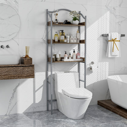 3-Tier Over-The-Toilet Bathroom Spacesaver Storage Rack-Silver