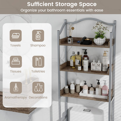 3-Tier Over-The-Toilet Bathroom Spacesaver Storage Rack-Silver