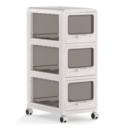 Rolling Storage Cart with Drawers and Lockable Wheels