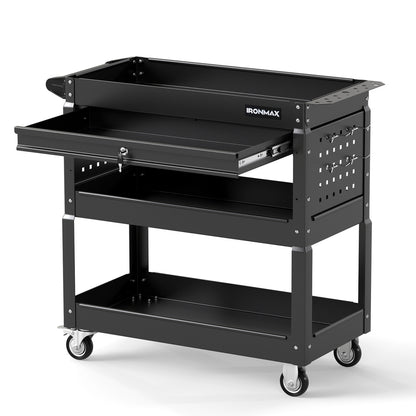 3-Tier Rolling Tool Cart with Lockable Drawer