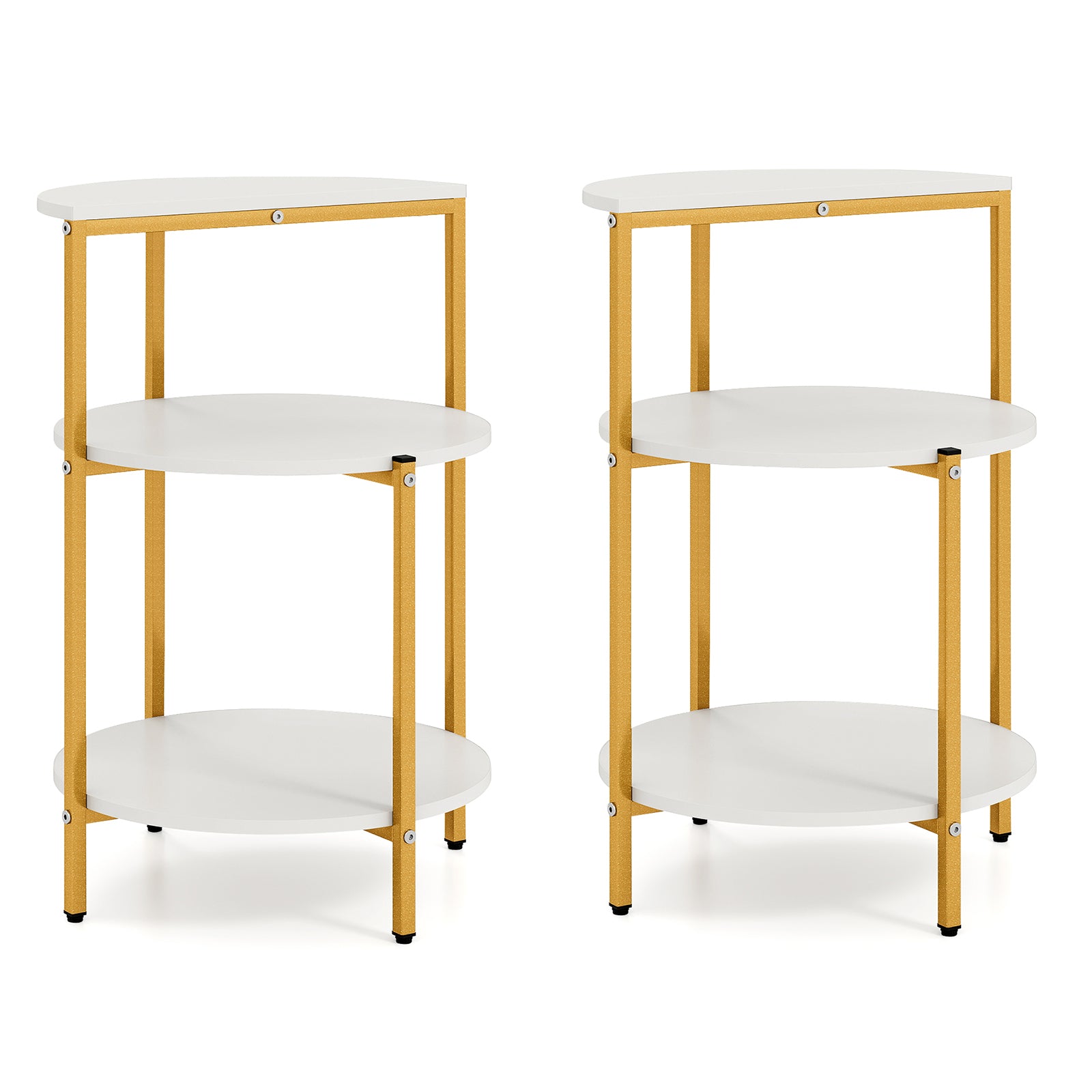 3-Tier Round End Table for Small Space and Bedroom Room-Set of 2