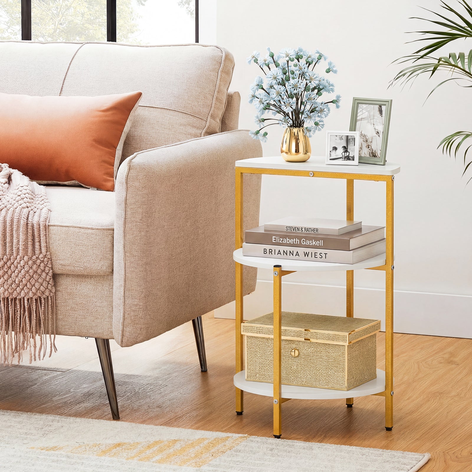 3-Tier Round End Table for Small Space and Bedroom Room-Set of 1