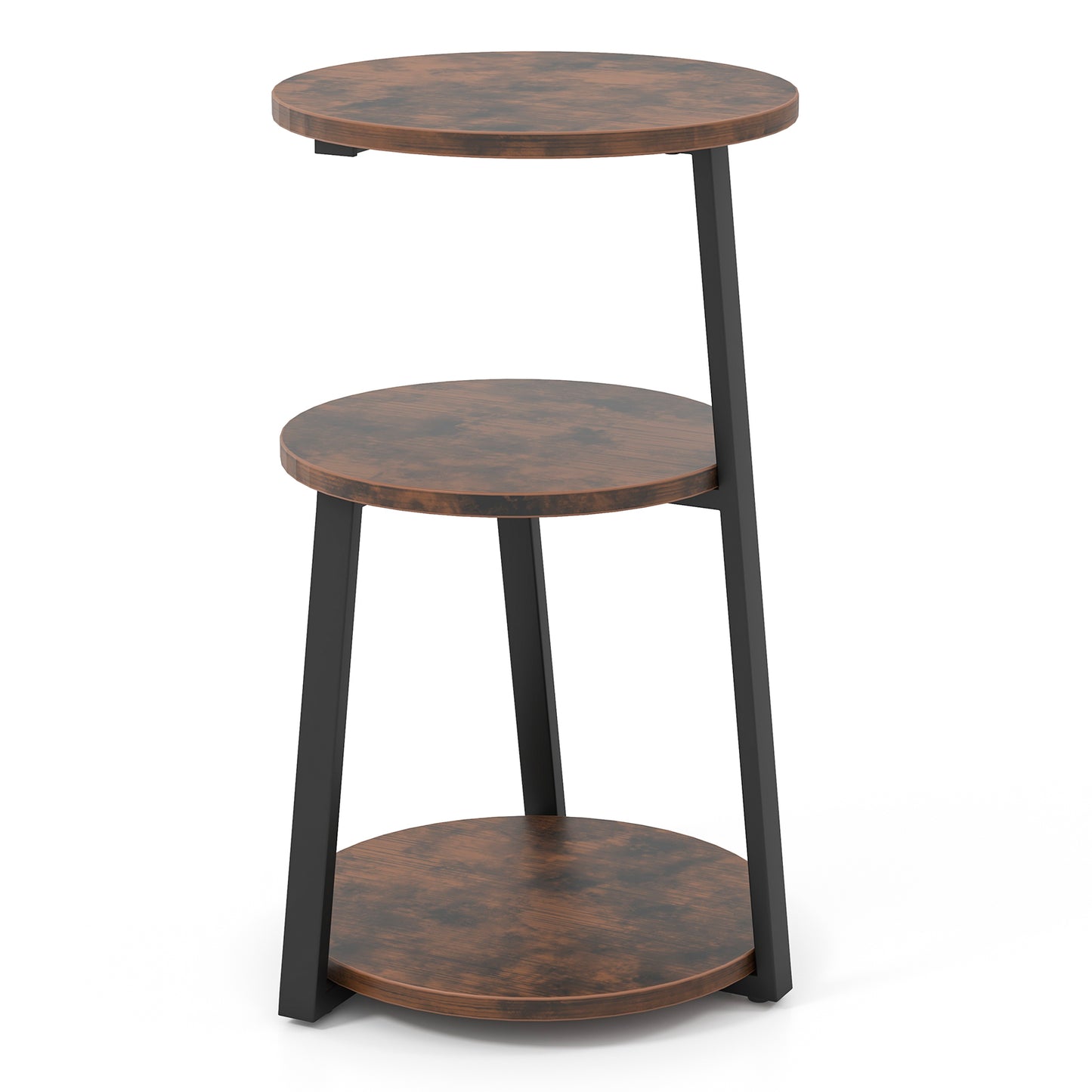3-Tier Accent Round Side Table with Metal Frame-1 Piece - 1 Piece