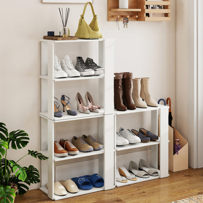 3-Tier Stackable Shoe Rack Set of 2 - White