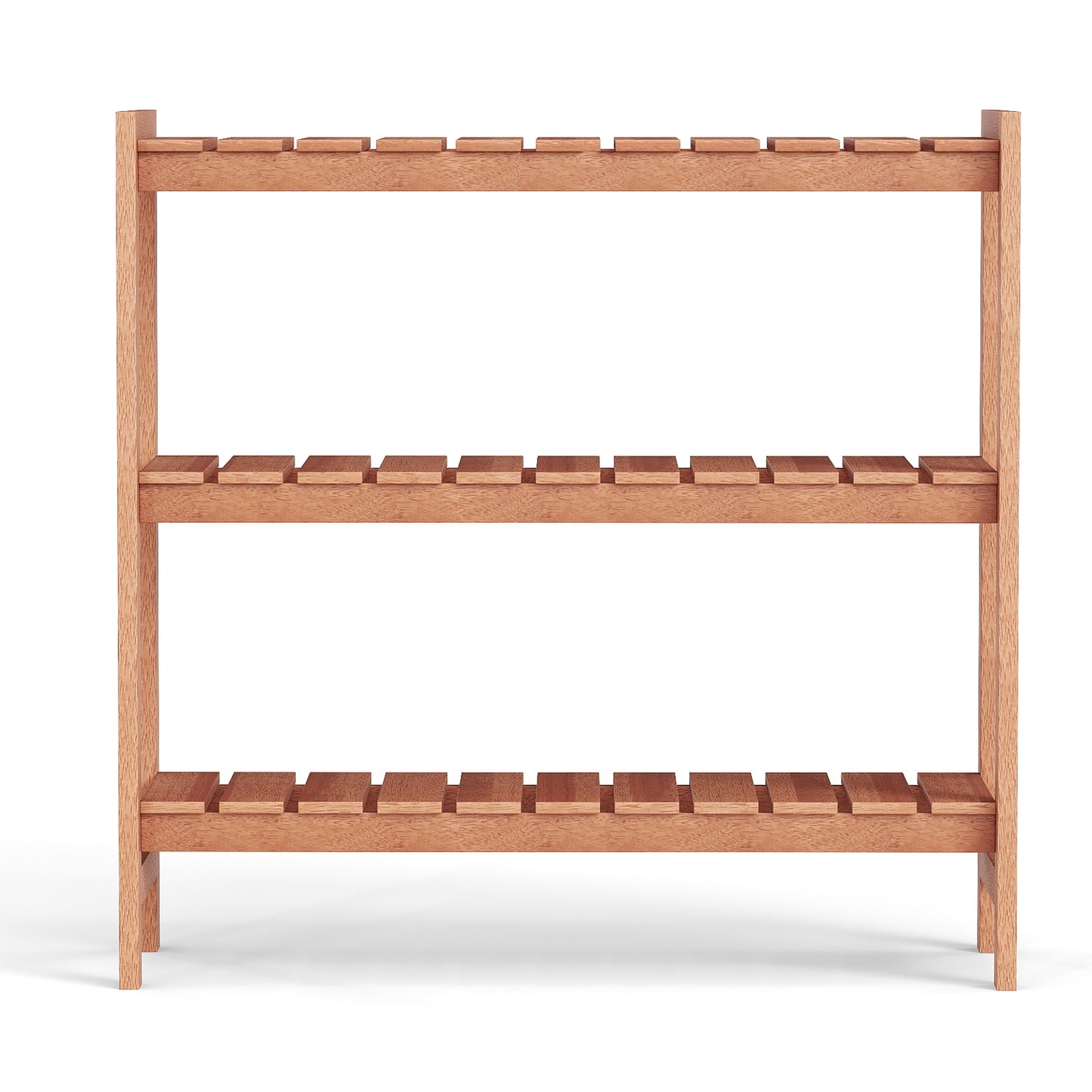 3-Tier Solid Wood Plant Stand with Slatted Shelves