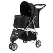 3 Wheel Pet Stroller for Small Dogs Cats up to 33 LBS-Black