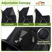 3 Wheel Pet Stroller for Small Dogs Cats up to 33 LBS-Black